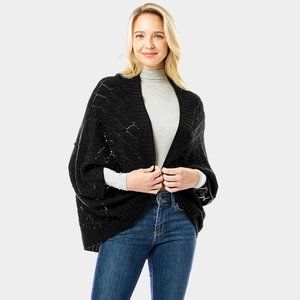 Black Soft Patterned Crochet Shrug
